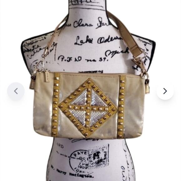 Nicole Lee Gold Silver Studded Embellished Shoulder Bag - Picture 1 of 9